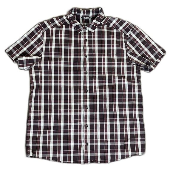 Arc'teryx Mens Size XL Brohm Plaid Cotton Short Sleeve Button Down Shirt Casual - Picture 1 of 12